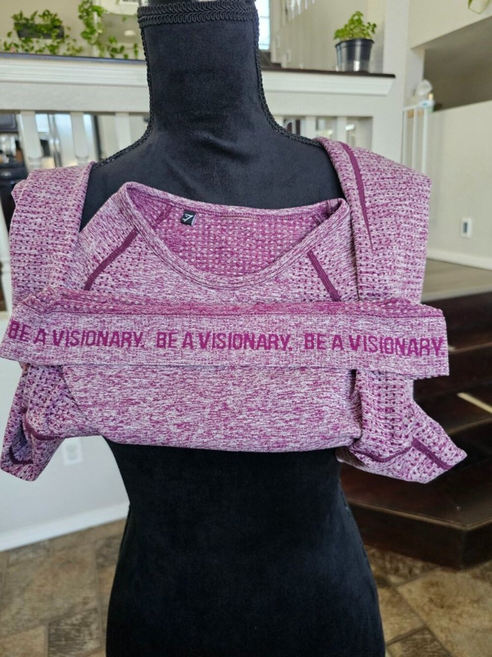 GymShark Vital Seamless Crop-Long Sleeve-Shirt-Small-Plum Women's - Picture 6 of 13